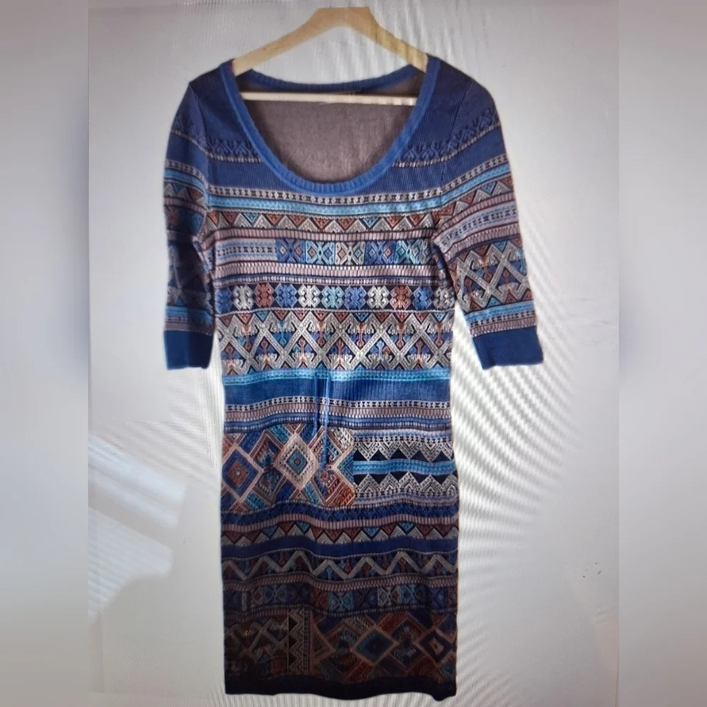 Peruvian Connection Moroccan Tile Jacquard Patterned Midi Dress wi - Picture 8 of 8